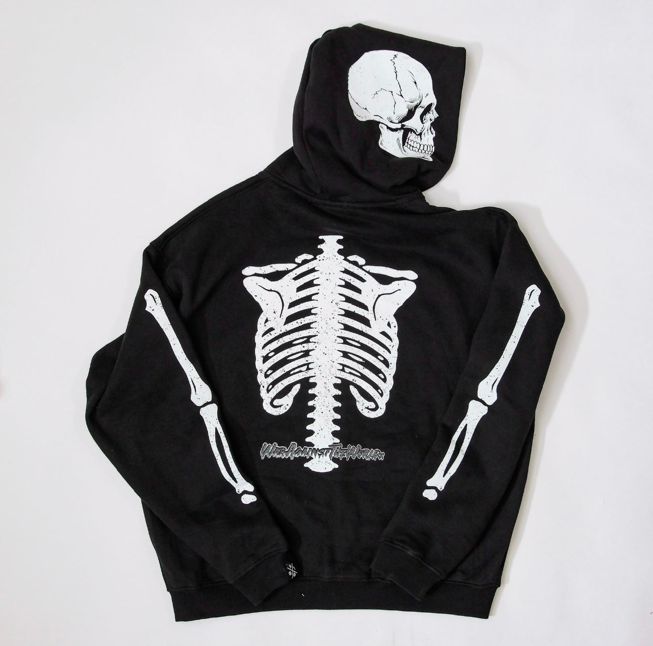Men’s heavy zip skeleton hoodie (black)