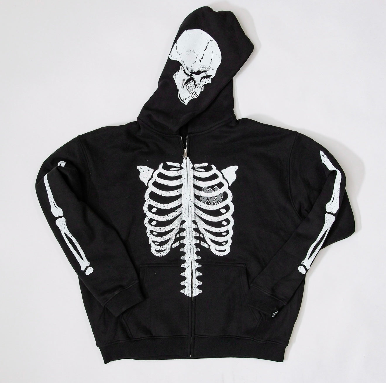 Men’s heavy zip skeleton hoodie (black)