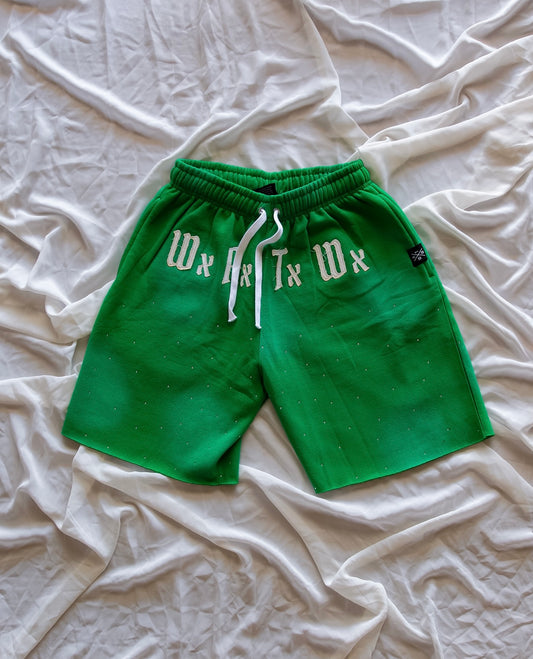 Men’s WxAxTxWx rhinestone Shorts (Green)