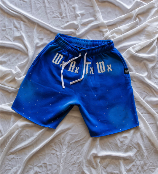Men’s WxAxTxWx rhinestone Shorts (Blue)