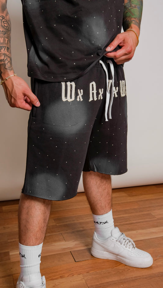 Men’s WxAxTxWx rhinestone Shorts (Black)