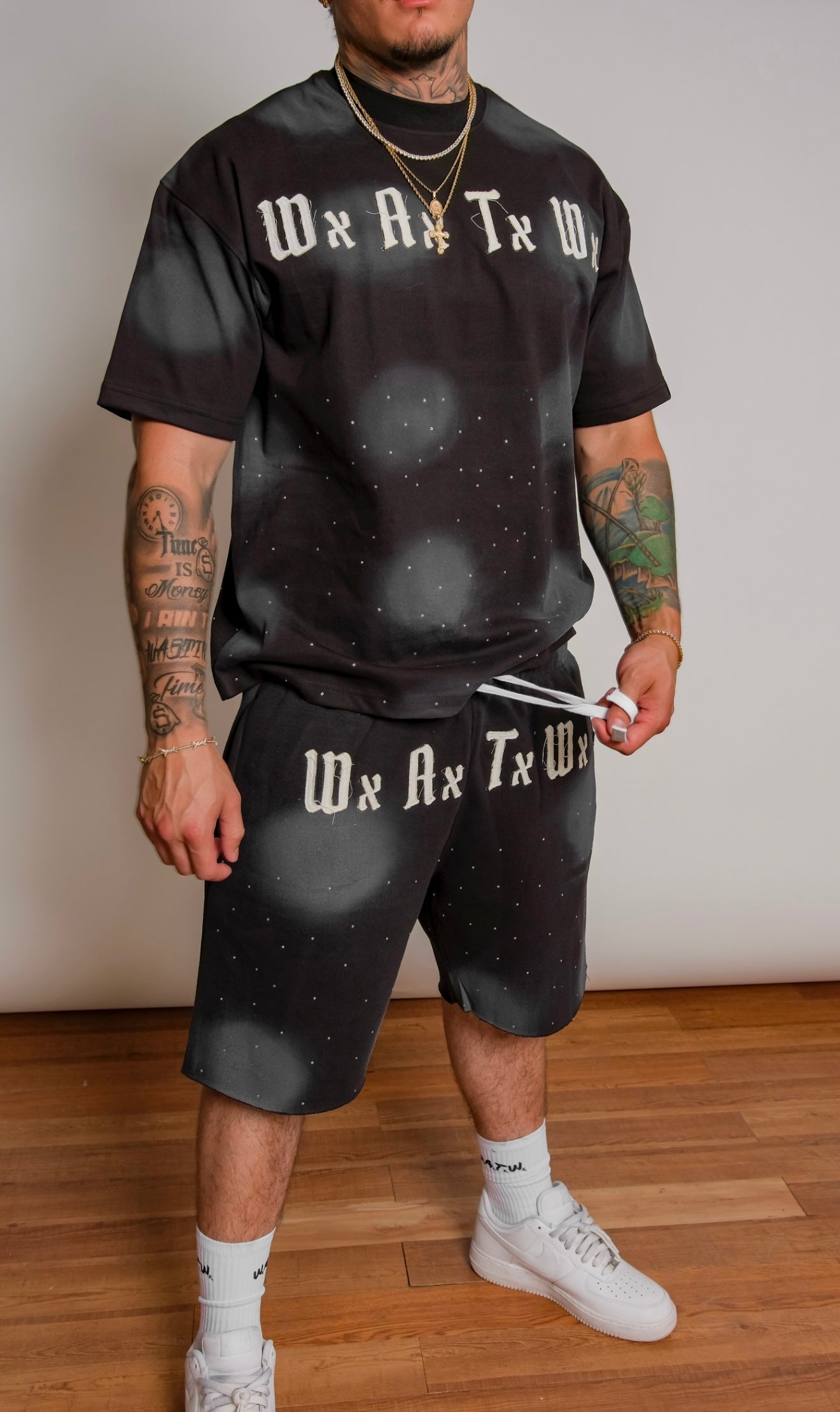 Men’s WxAxTxWx rhinestone Tee (Black)