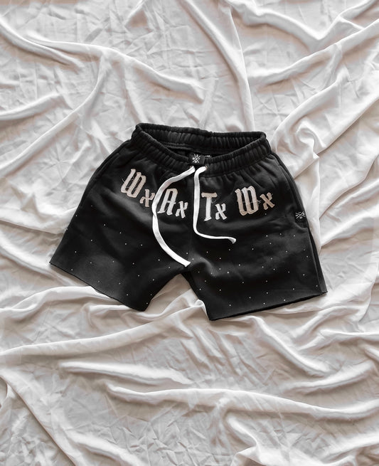 Men’s WxAxTxWx rhinestone Shorts (Black)