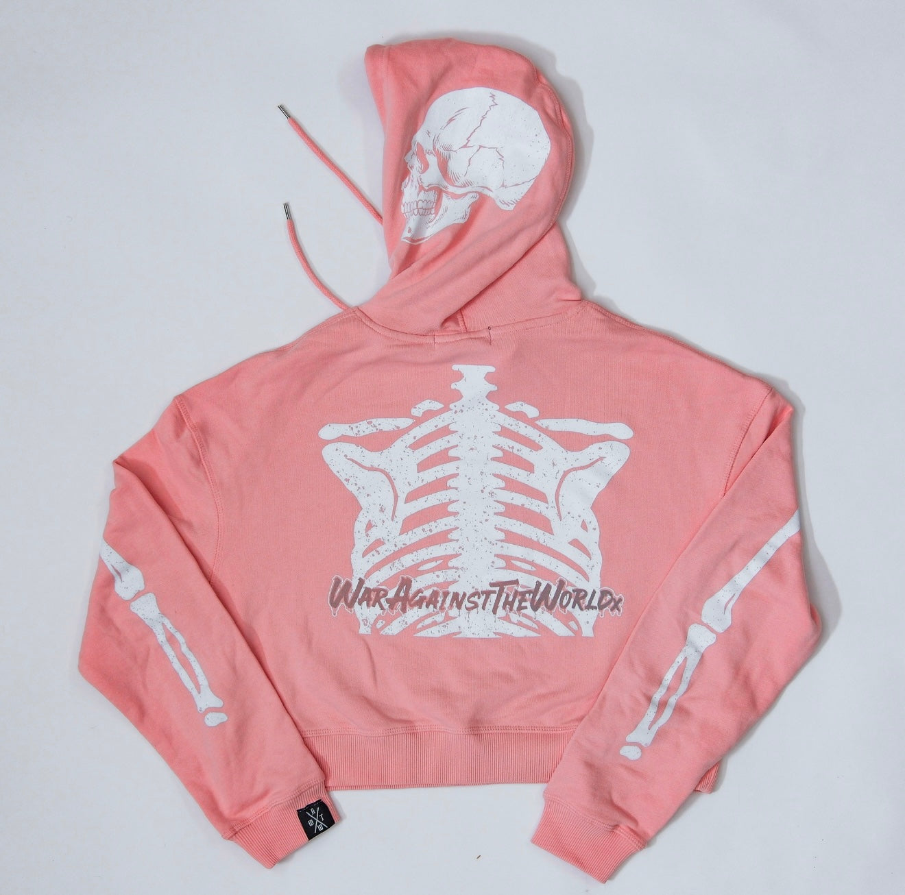 Women’s cropped skeleton pull-over hoodie (pink)